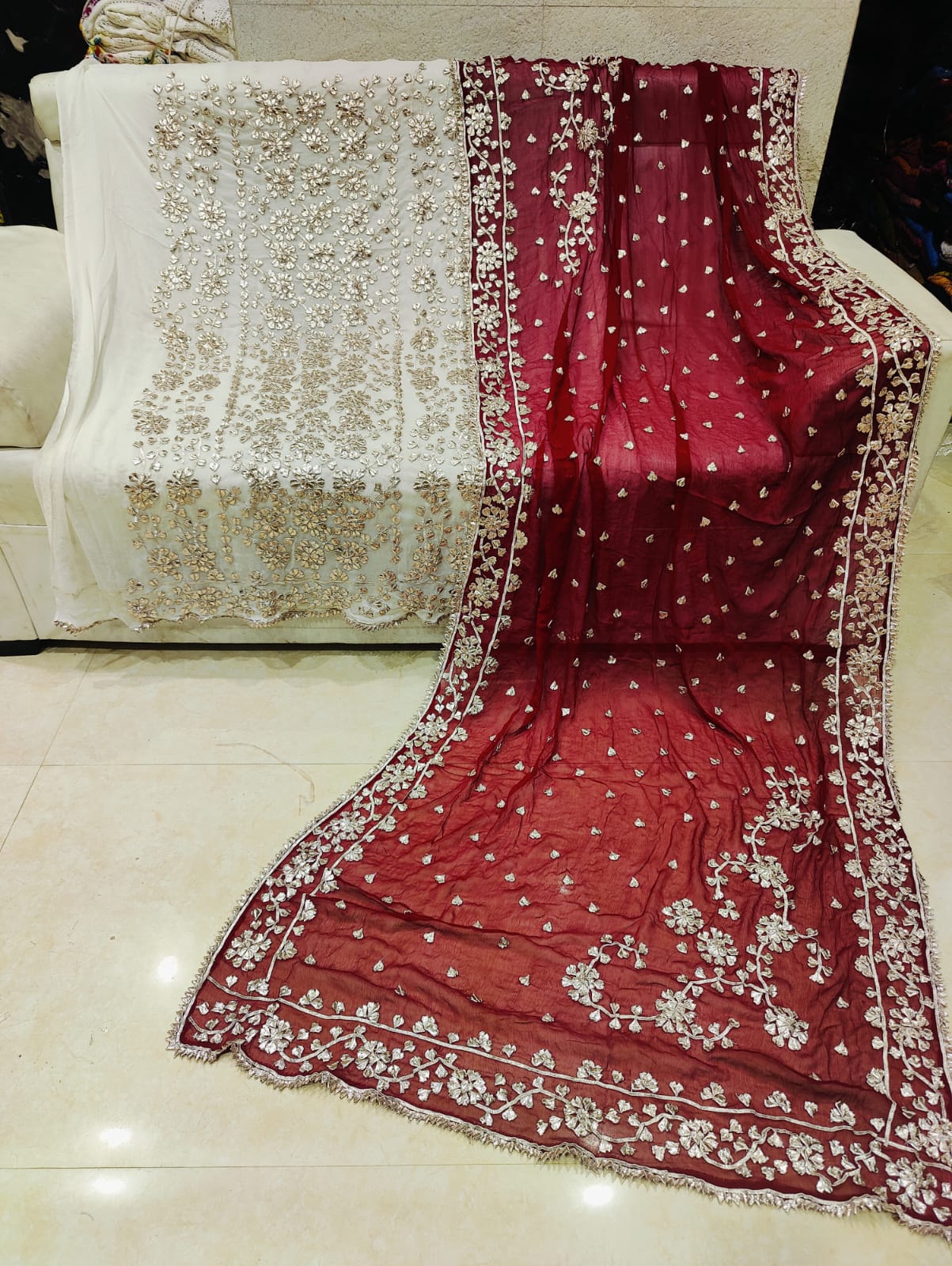 Chinon Fany Dress Material with Chiffon Dupatta
